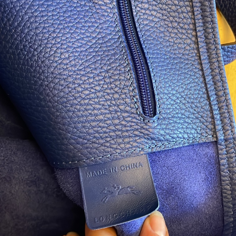 Longchamp Roseau medium tote in cobalt blue pebble leather - Picture 6 of 6